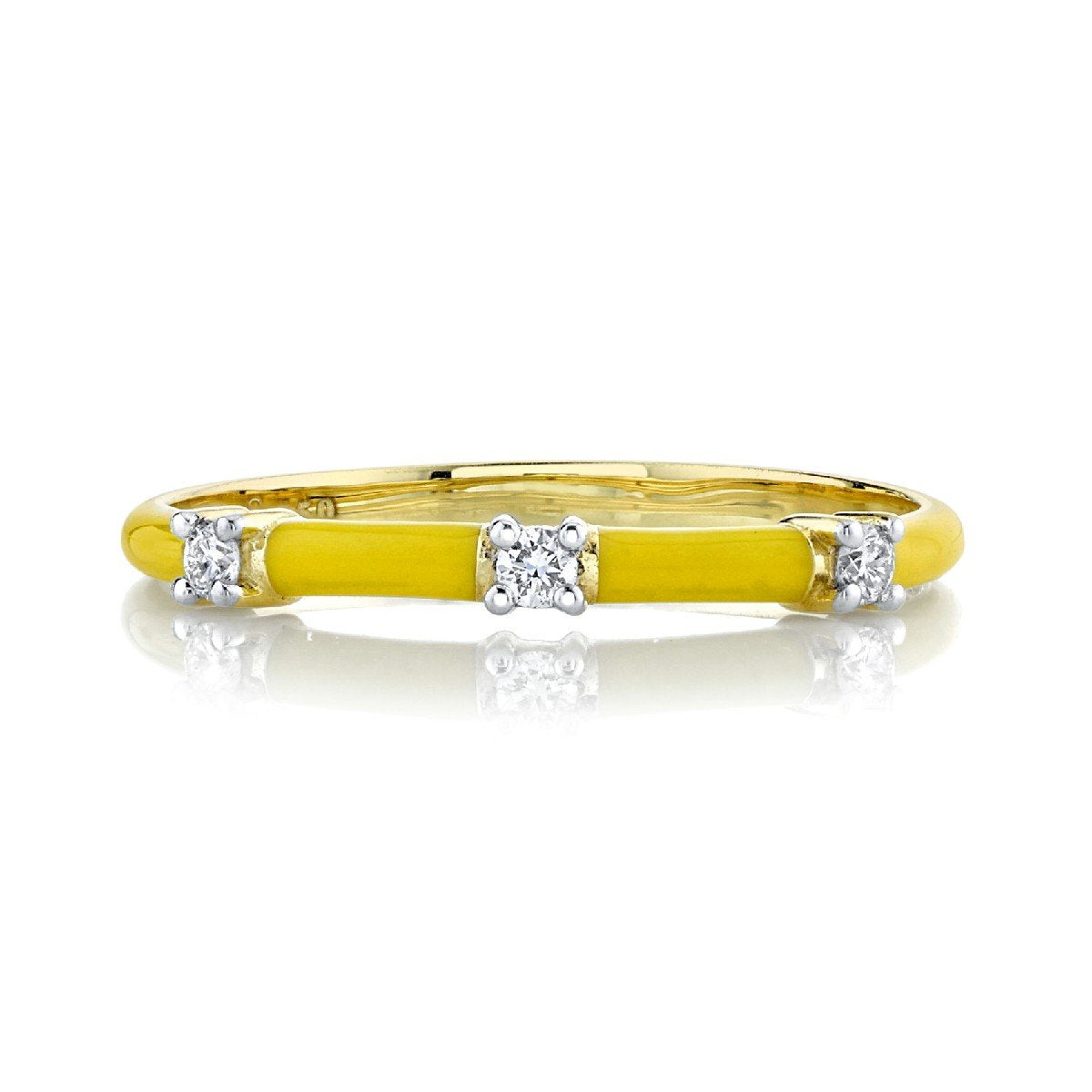 Yellow Enamel And Diamond Band