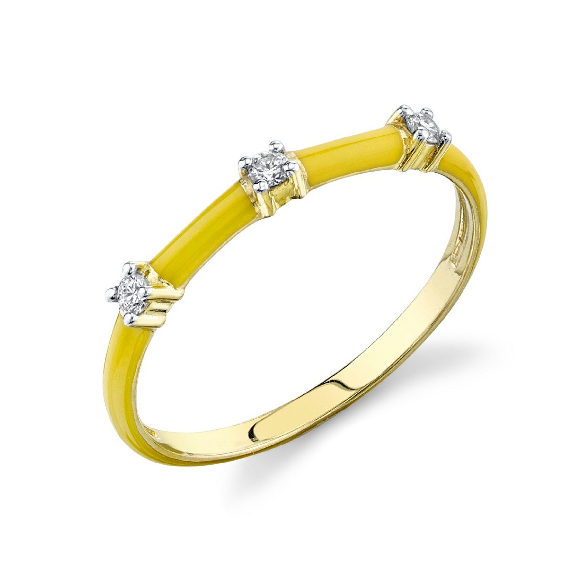 Yellow Enamel And Diamond Band