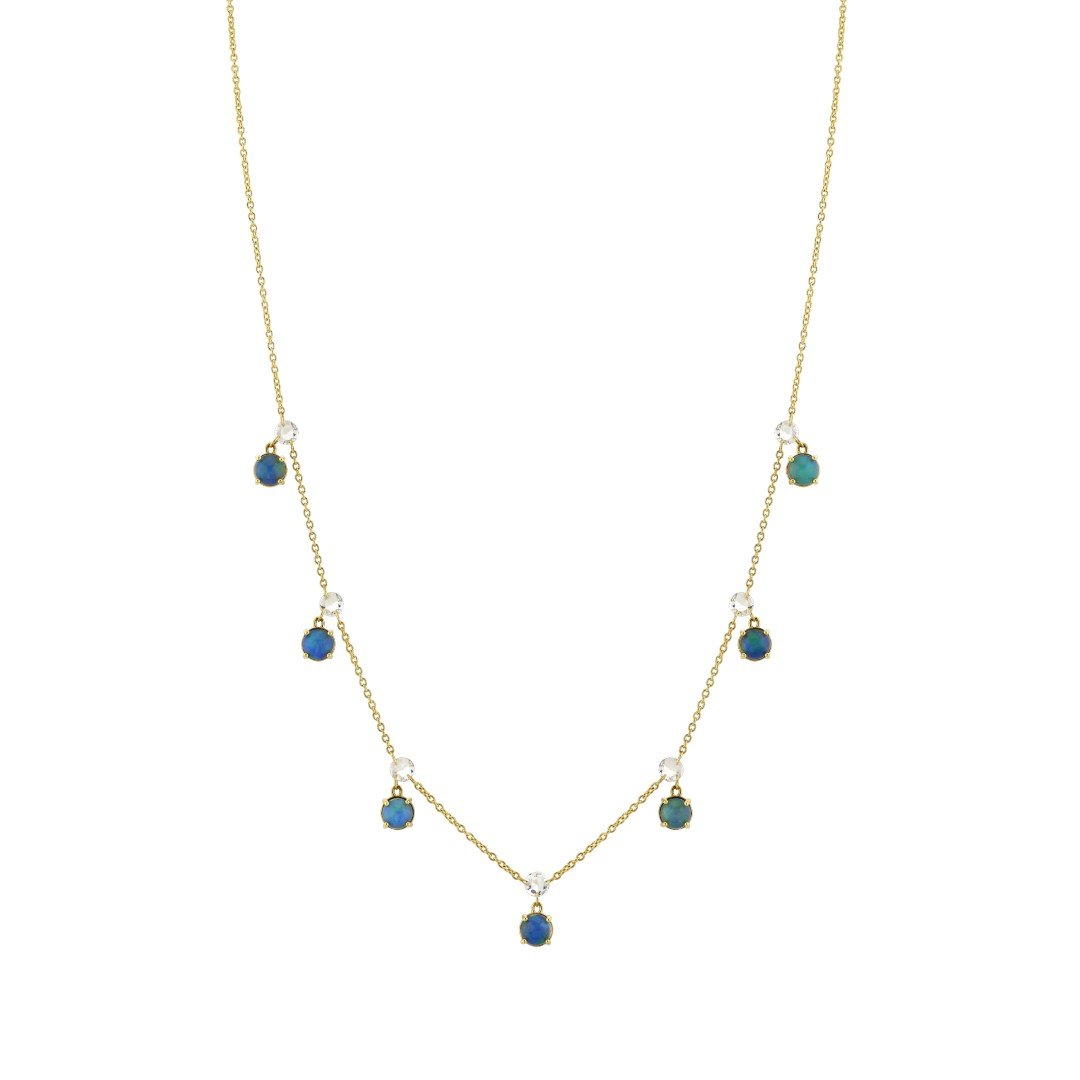 Rose Cut Diamond Necklace With Hanging Opals