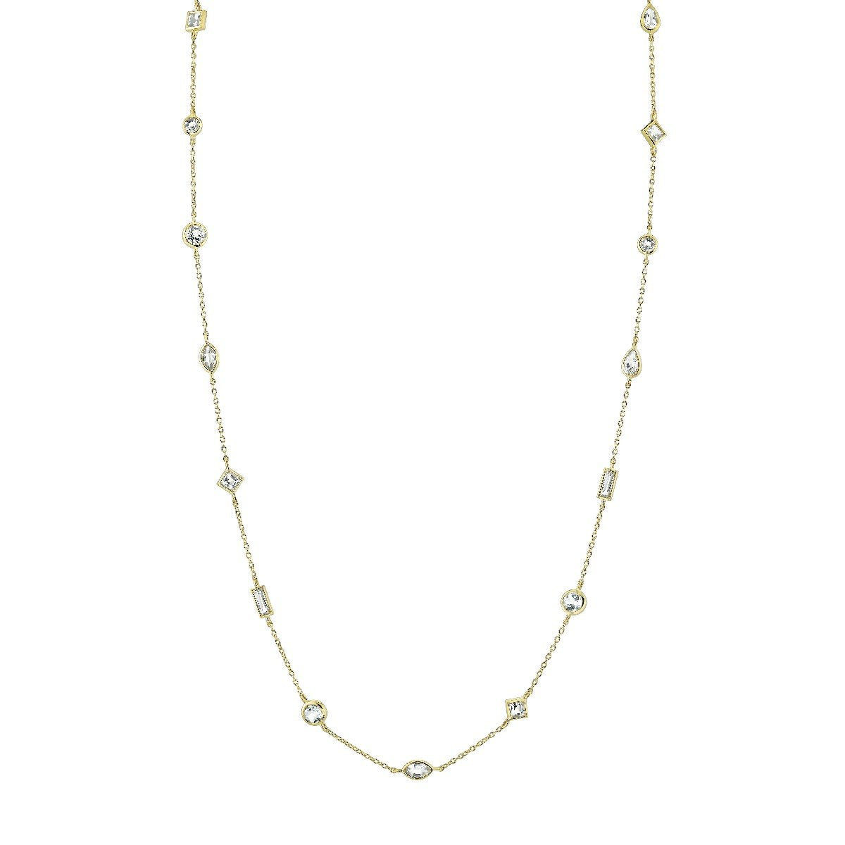 Bezel Set Mixed Shape White Topaz Chain