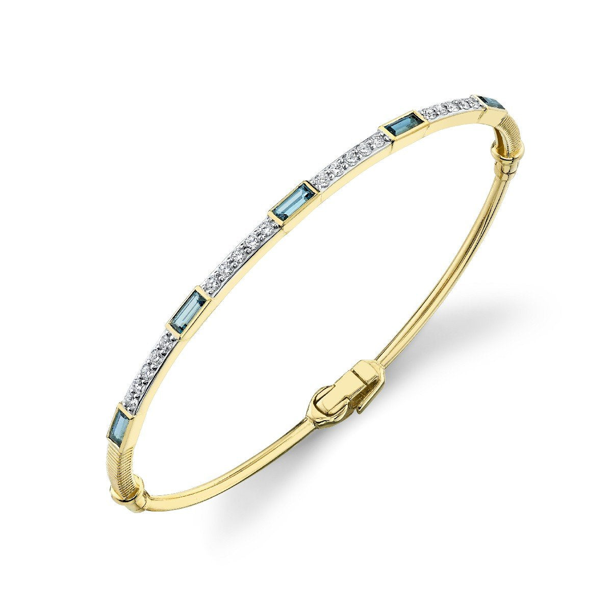 London Blue Topaz Baguette & Diamond Bracelet