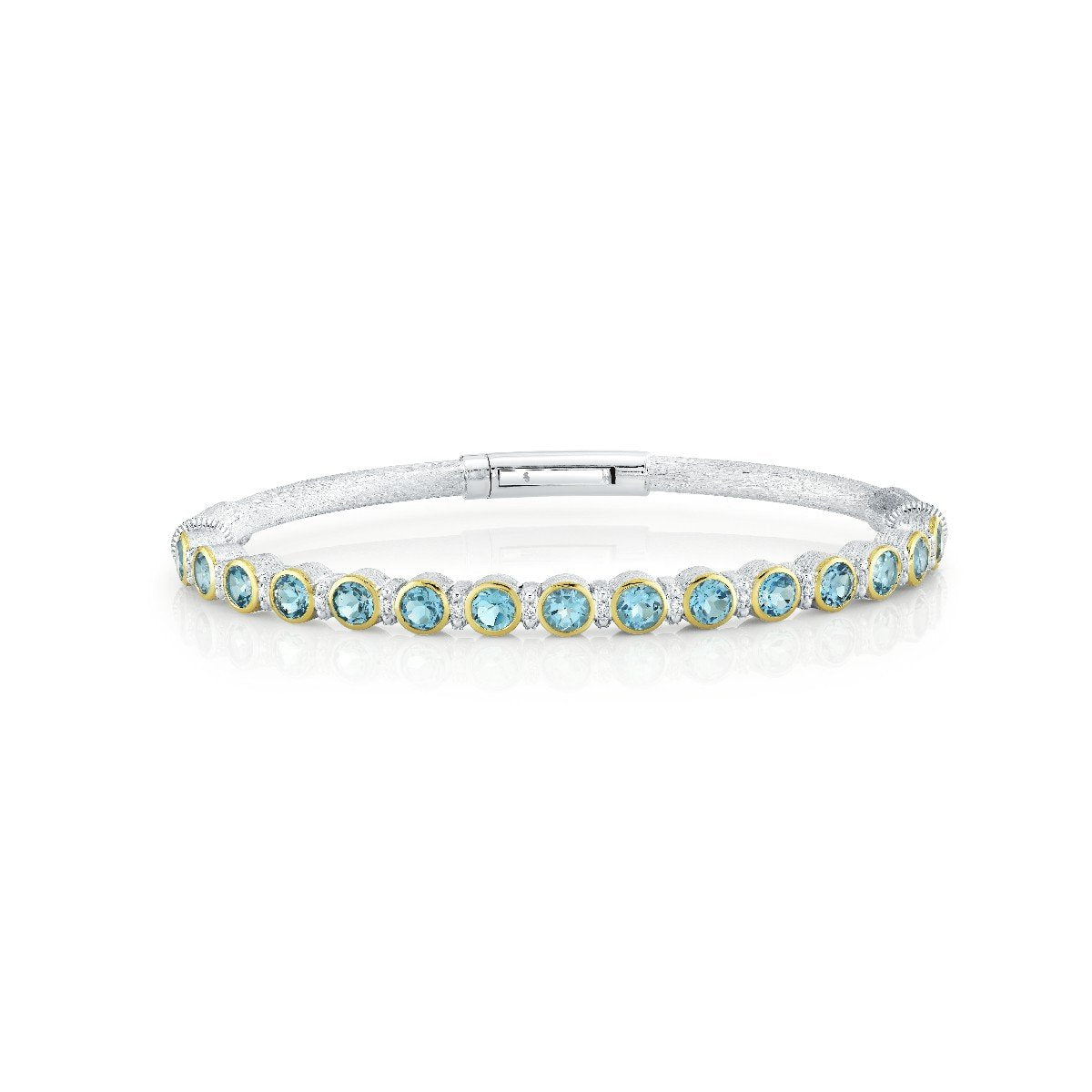 Mix Metal Swiss Blue Topaz Bracelet With Diamonds