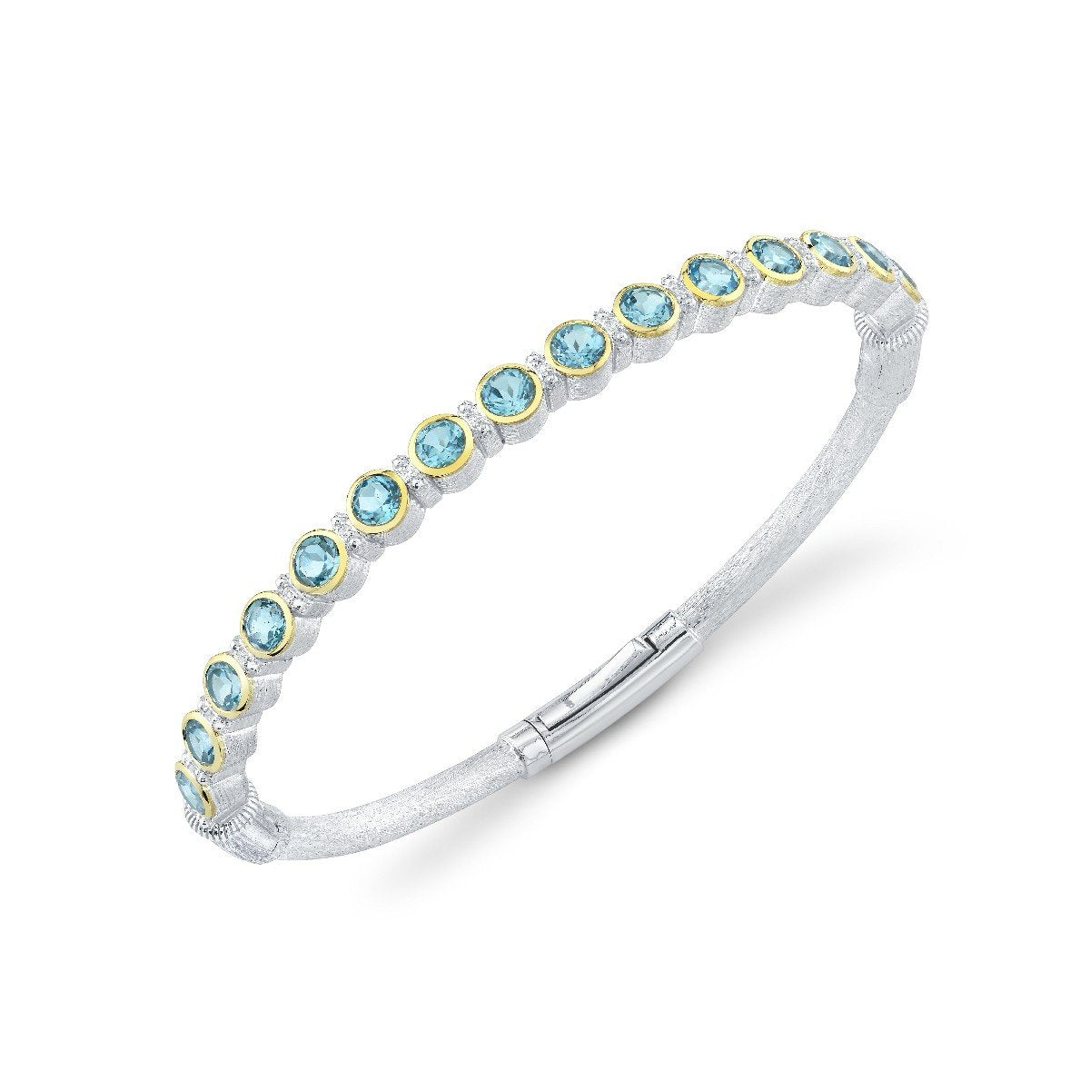 Mix Metal Swiss Blue Topaz Bracelet With Diamonds