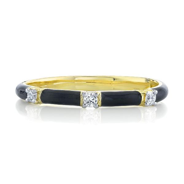 Black Enamel And Diamond Band