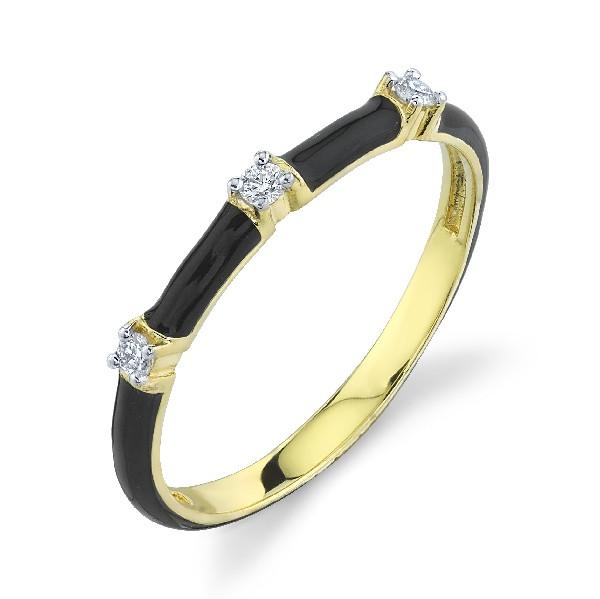 Black Enamel And Diamond Band