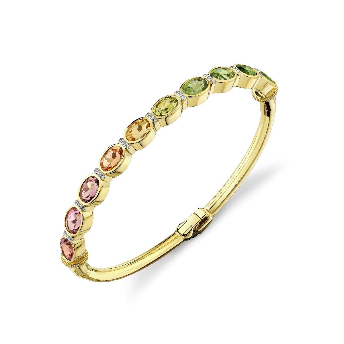 Ombre Mix Tourmaline Oval Bracelet With Diamonds