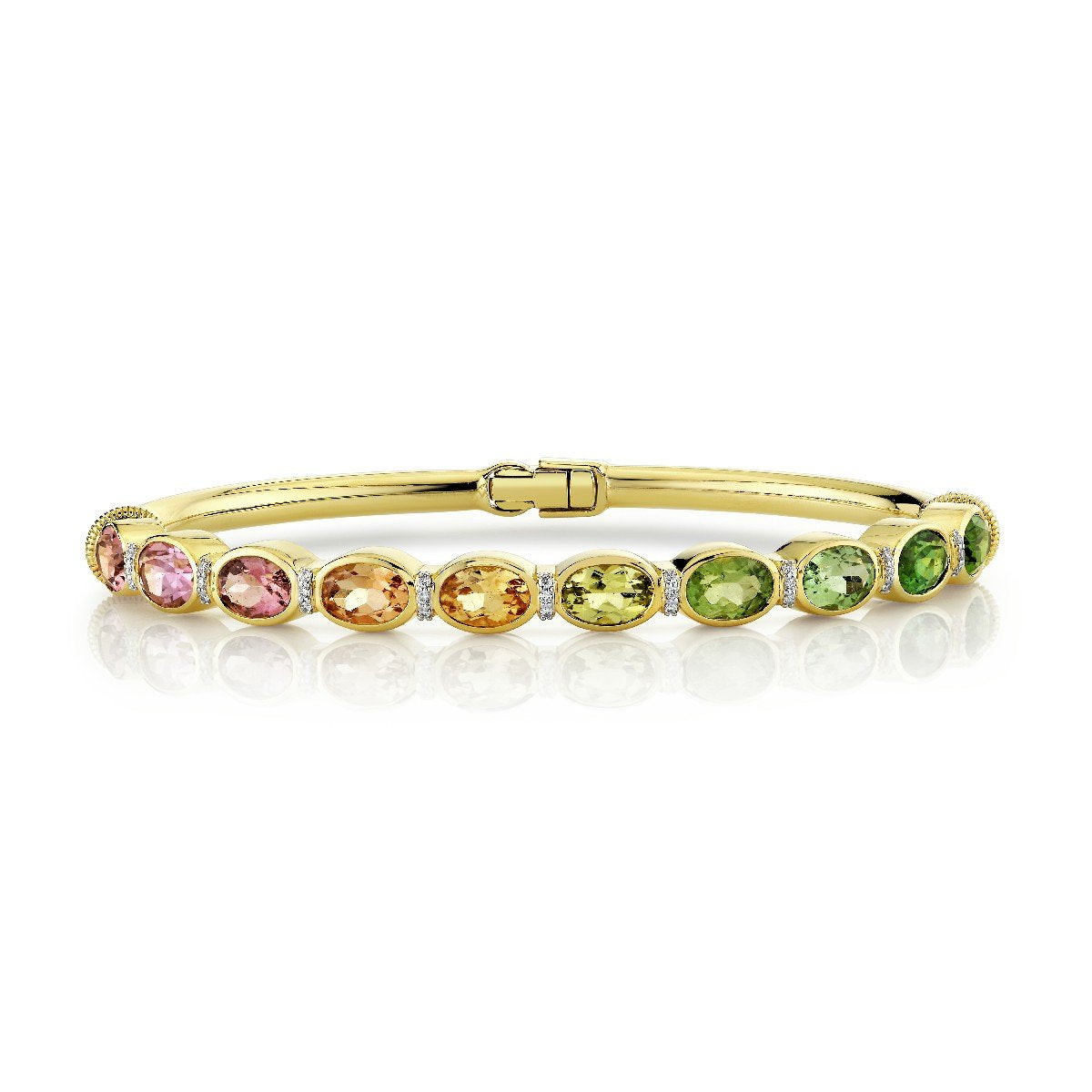 Ombre Mix Tourmaline Oval Bracelet With Diamonds