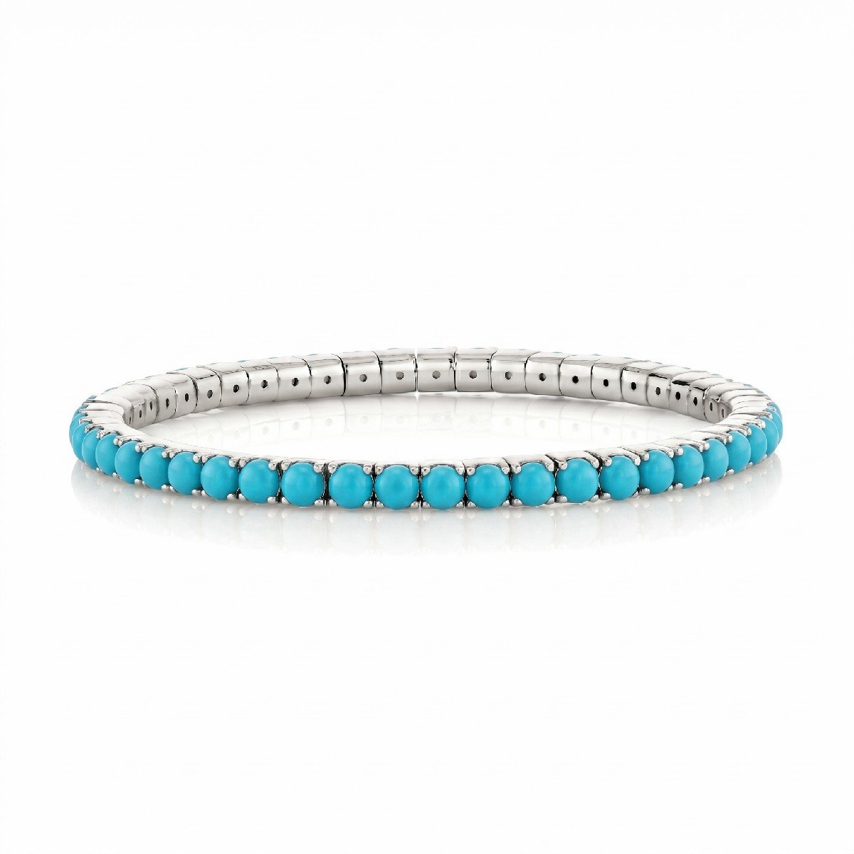 Sterling Silver Turquoise Stretch Tennis Bracelet