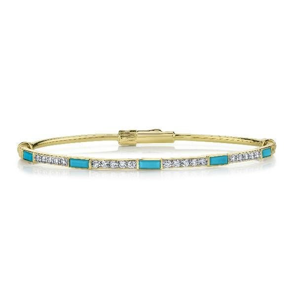 Turquoise Baguette & Diamond Bracelet