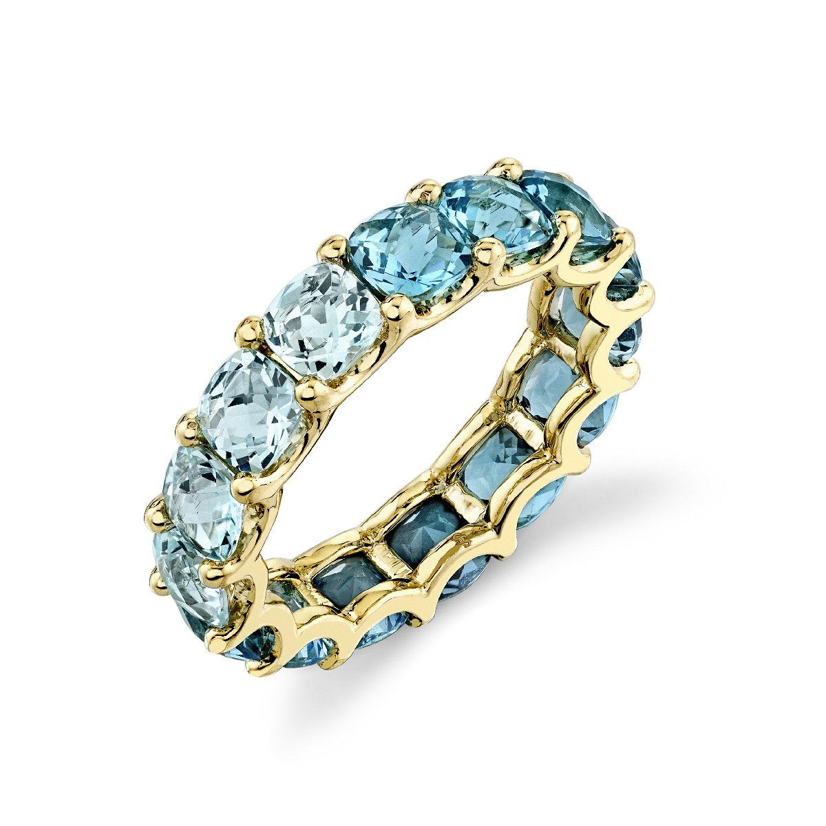 Graduated Blue Topaz Cushion Eternity Band