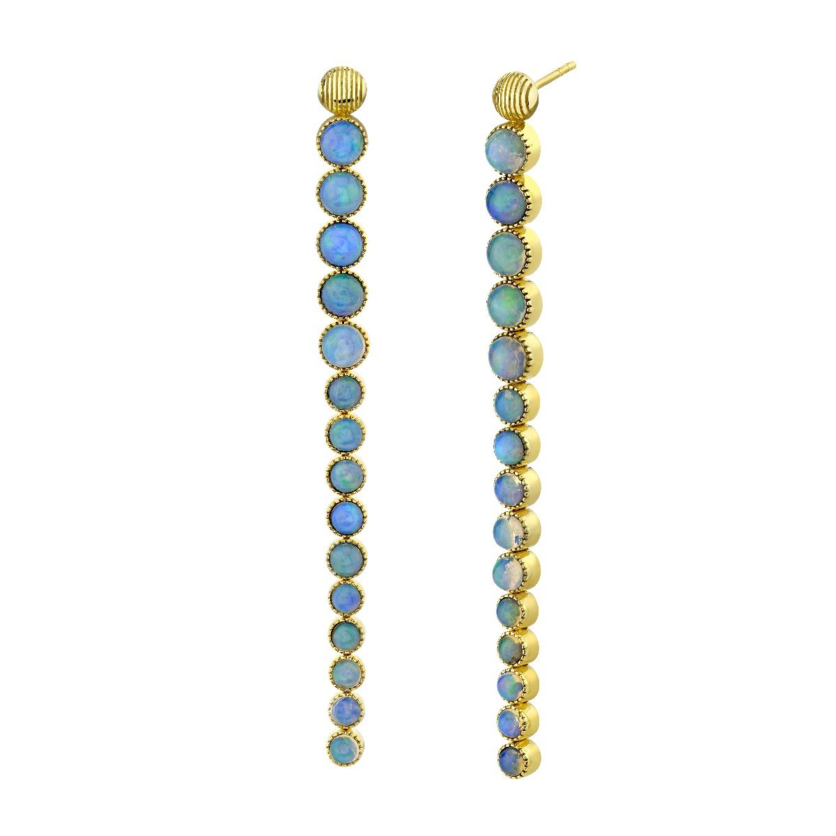 Bezel Set Opal Stick Earrings