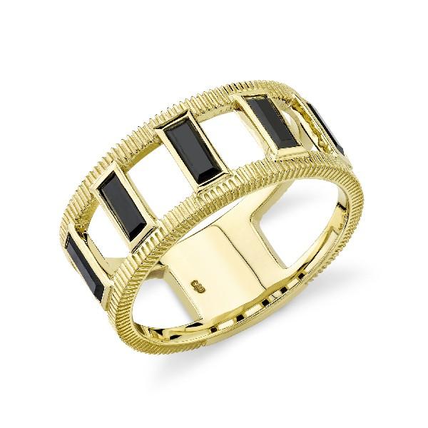 Black Spinel Baguette Band