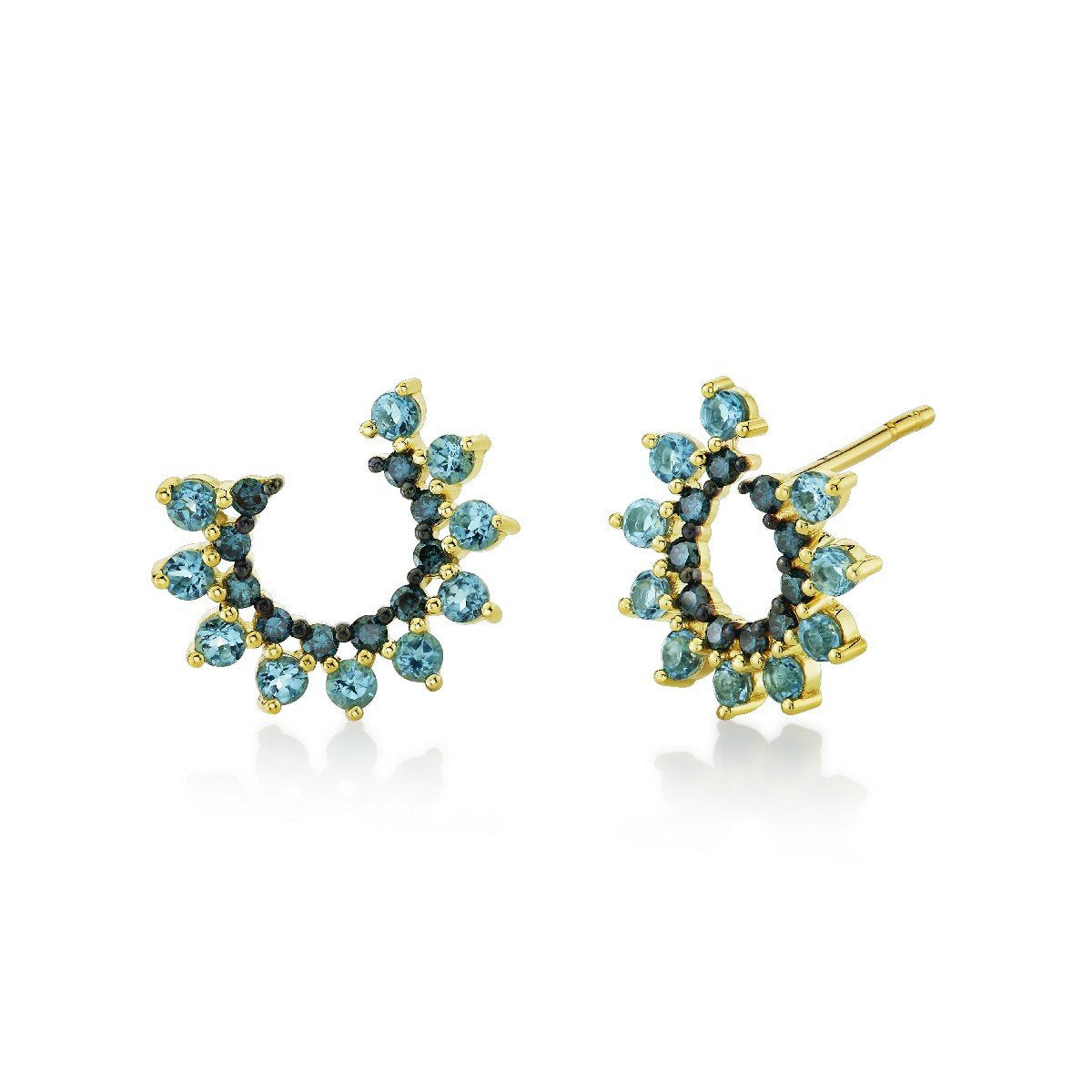 Swiss Blue Topaz & Blue Diamond Wrap Earrings