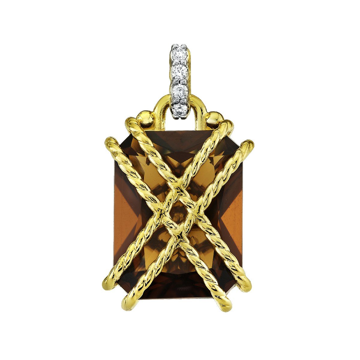 Gold Wrapped Cinnamon Quartz Pendant