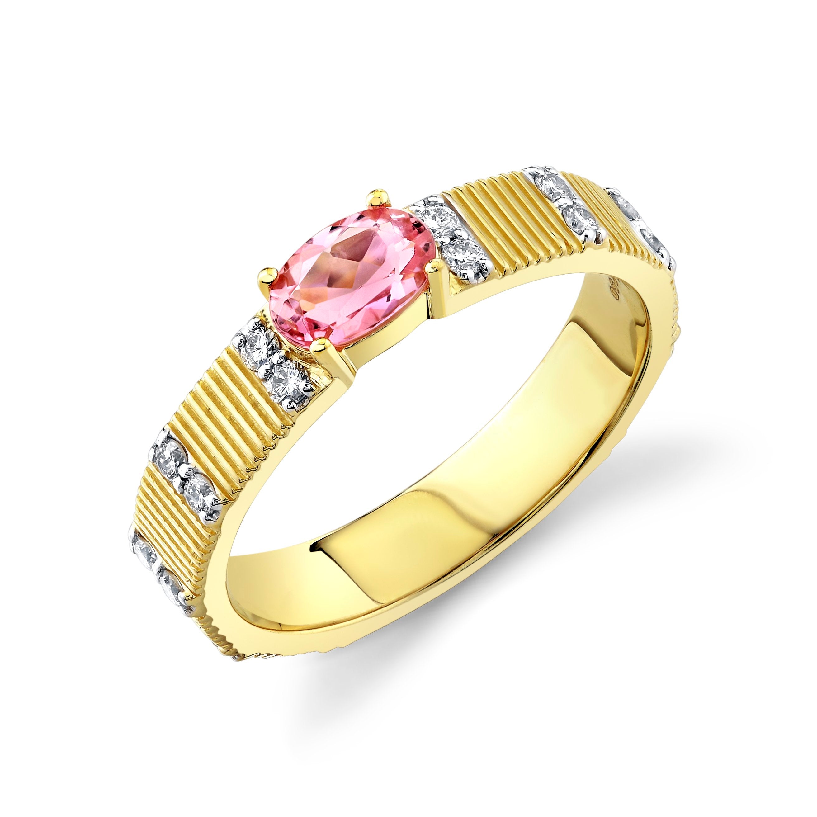 Pink Tourmaline And Diamond Band