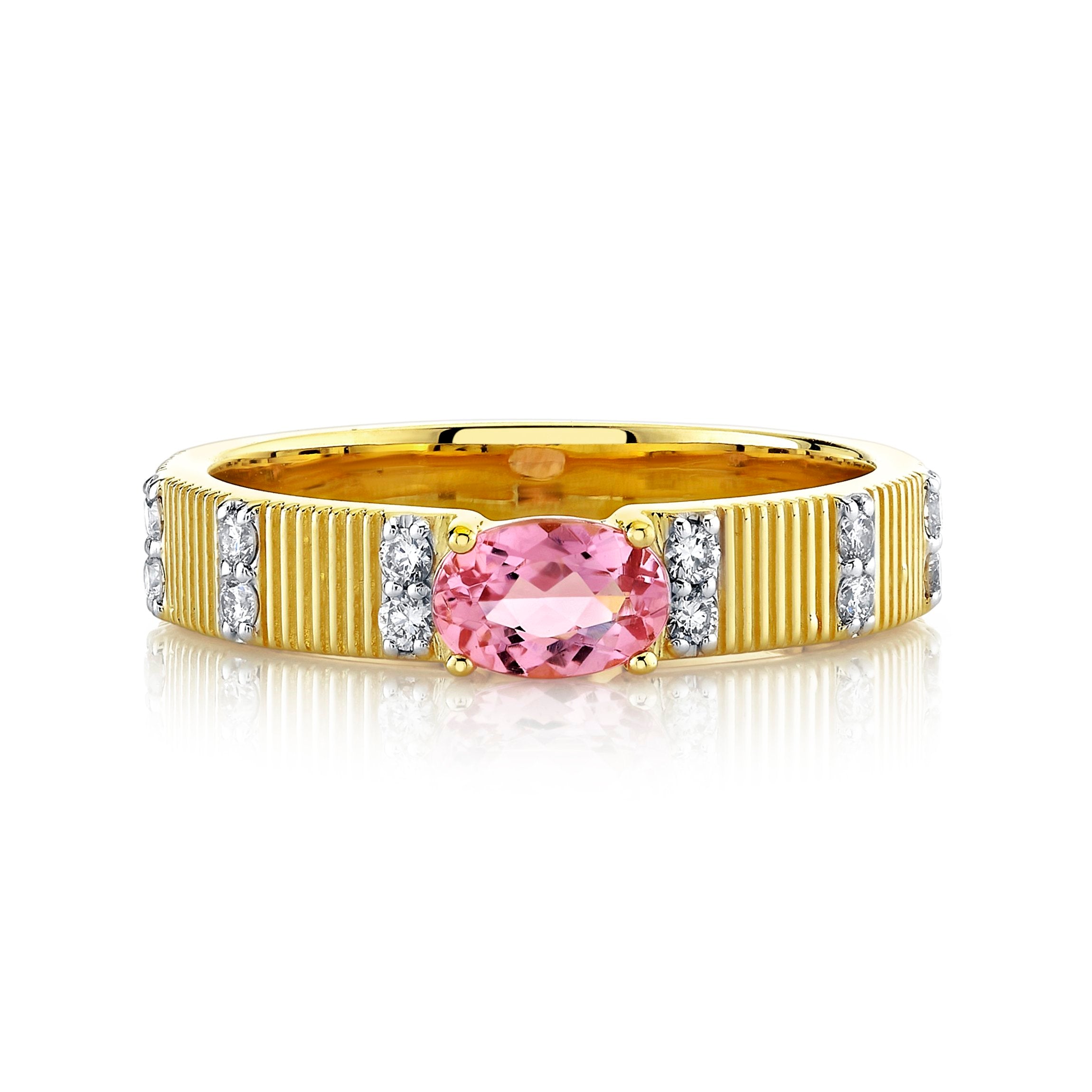 Pink Tourmaline And Diamond Band