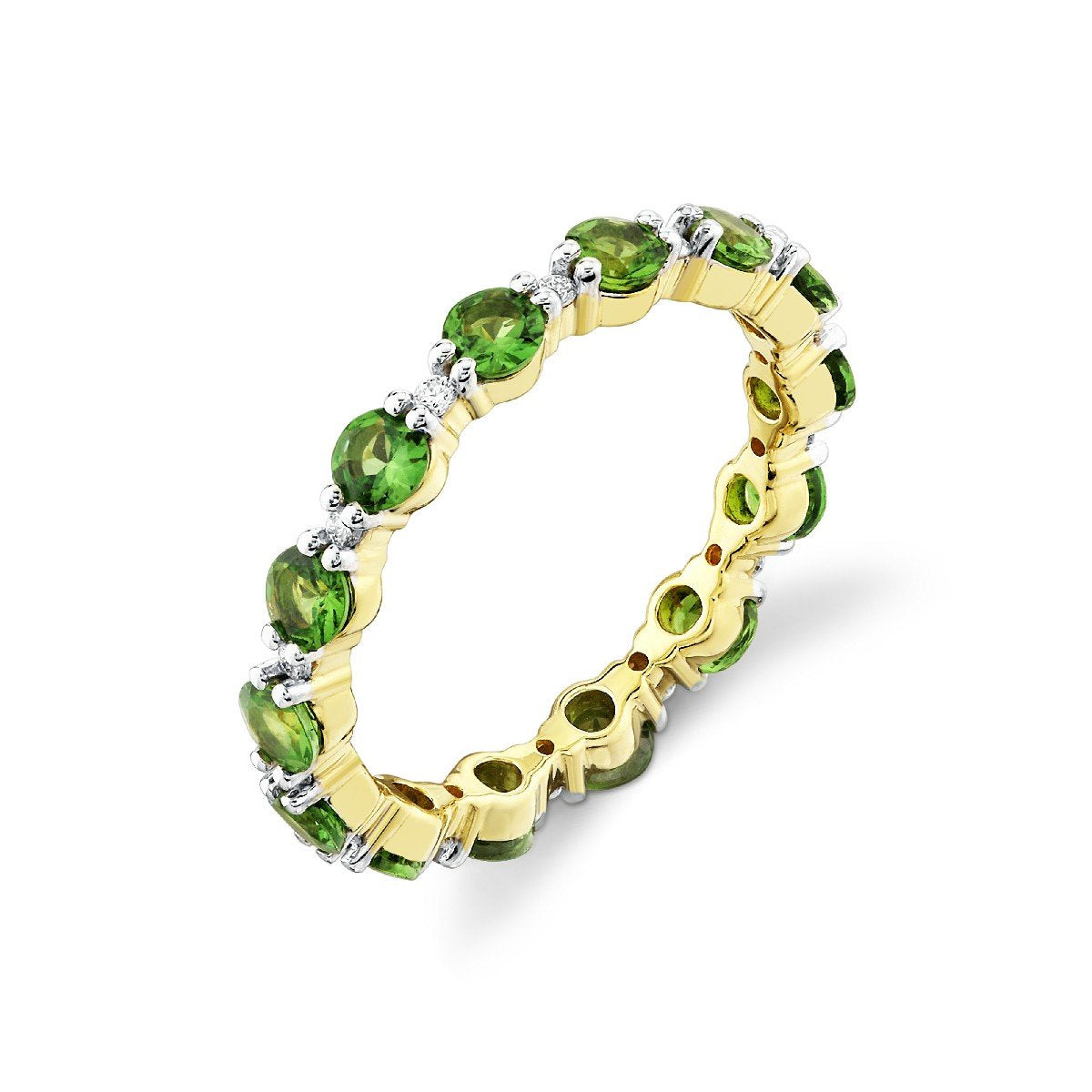 Tsavorite & White Diamond Eternity Band