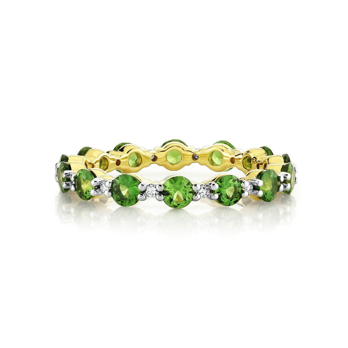 Tsavorite & White Diamond Eternity Band