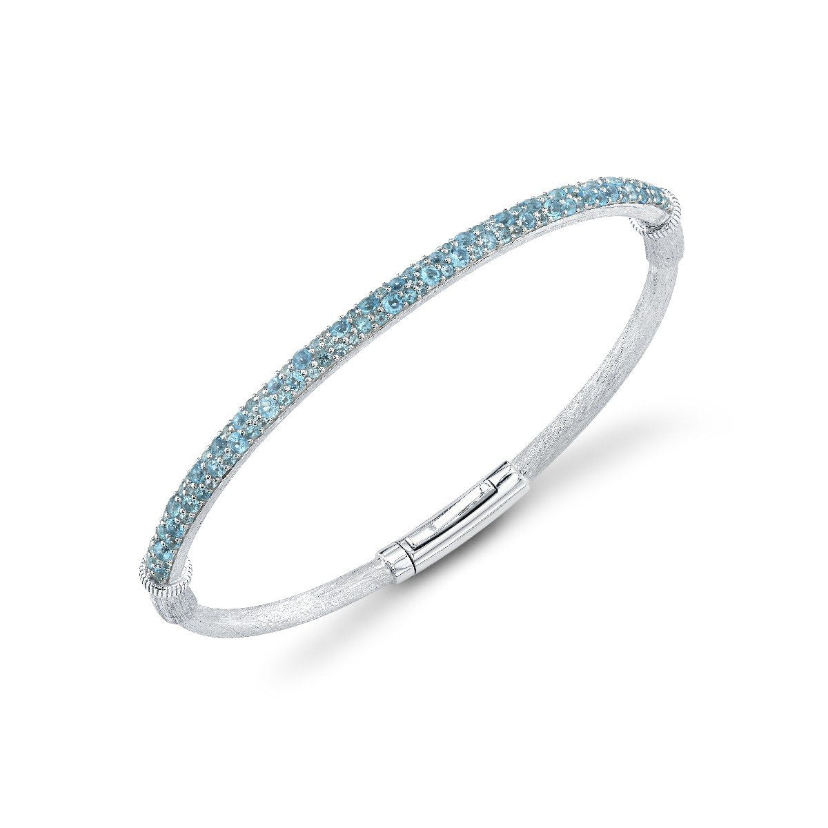Swiss Blue Topaz Pave Sterling Silver Bracelet