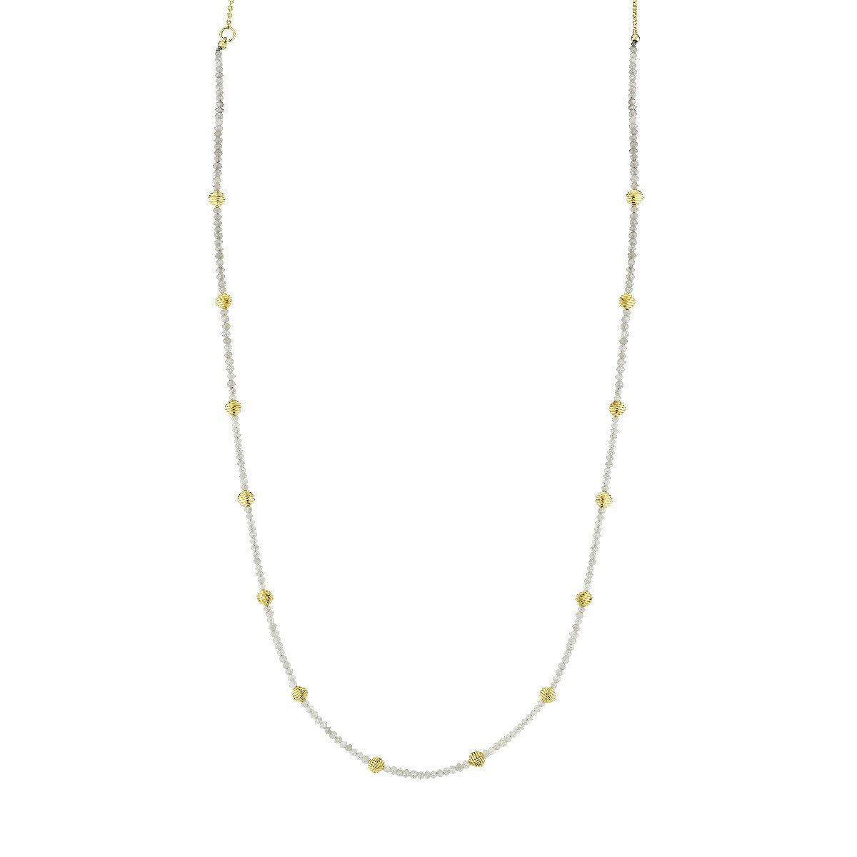 Rough Diamond Necklace With Gold Strie Stations