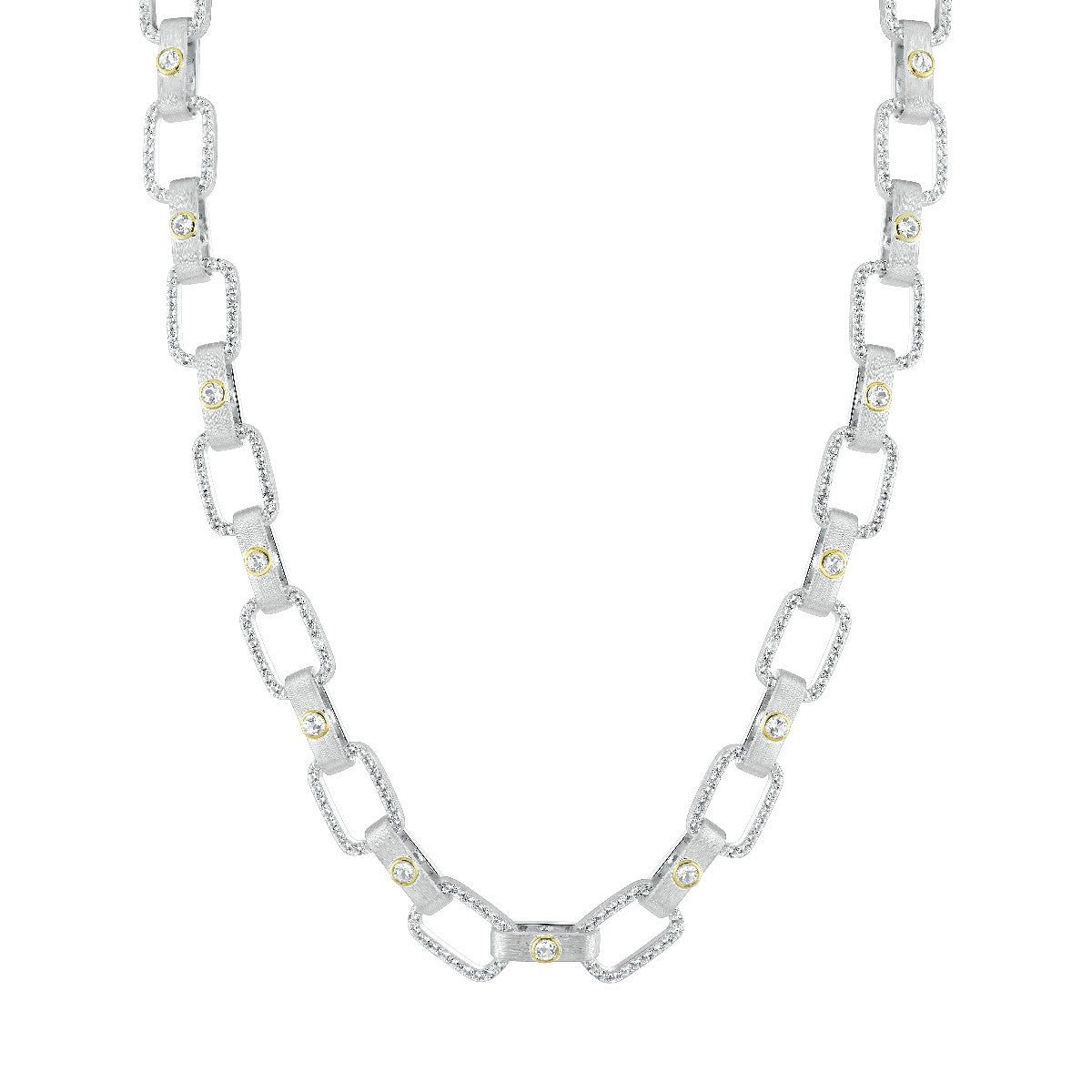 Mixed Metal White Topaz Link Chain