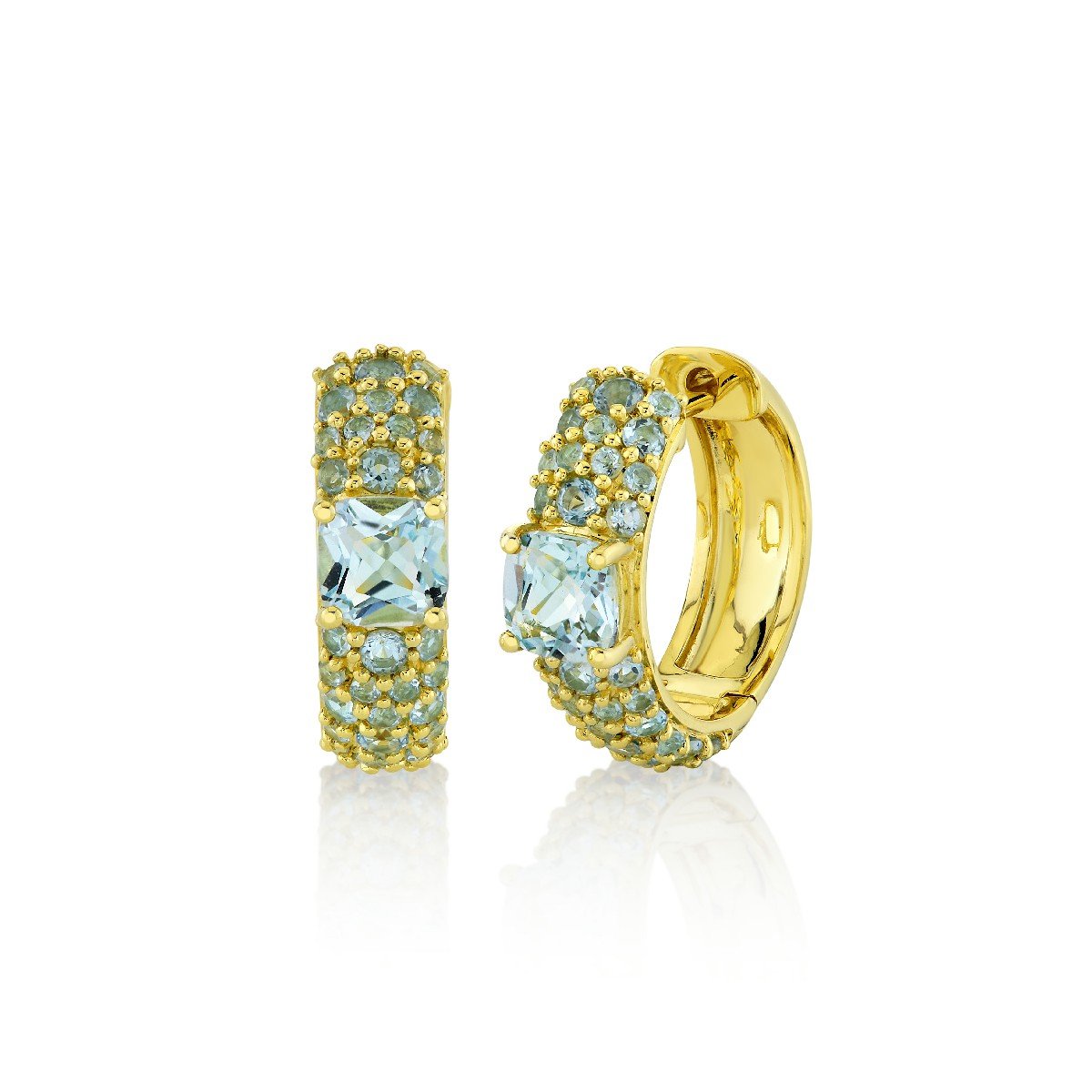 14mm Pave Blue Topaz Huggies