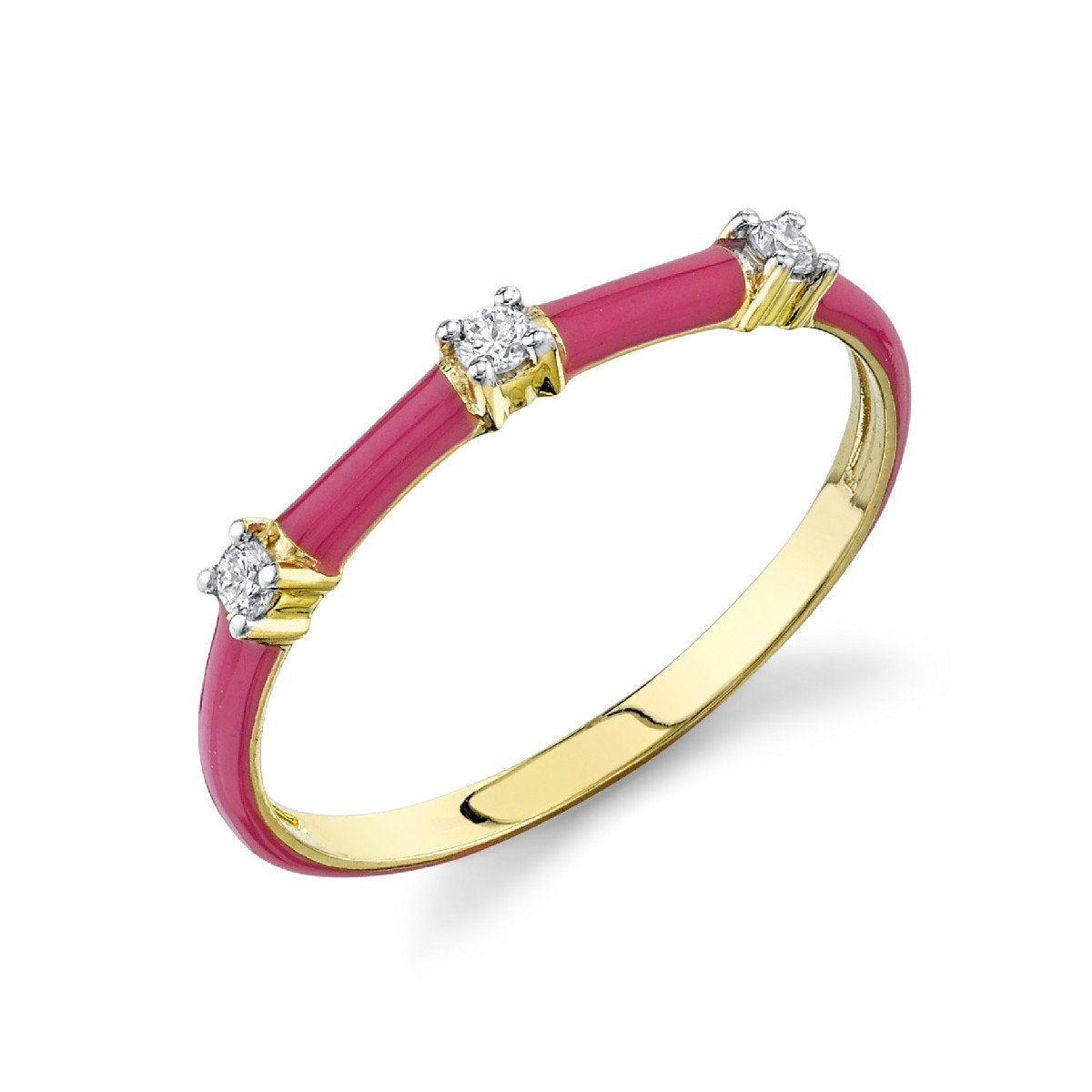 Hot Pink Enamel And Diamond Band