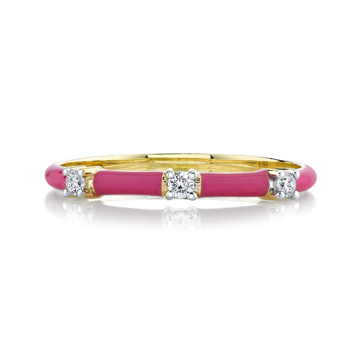 Hot Pink Enamel And Diamond Band