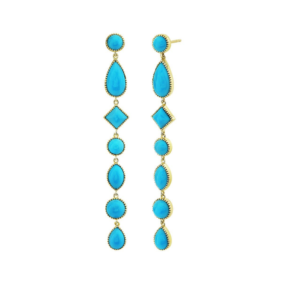 Mix Shape Turquoise Drop Earrings