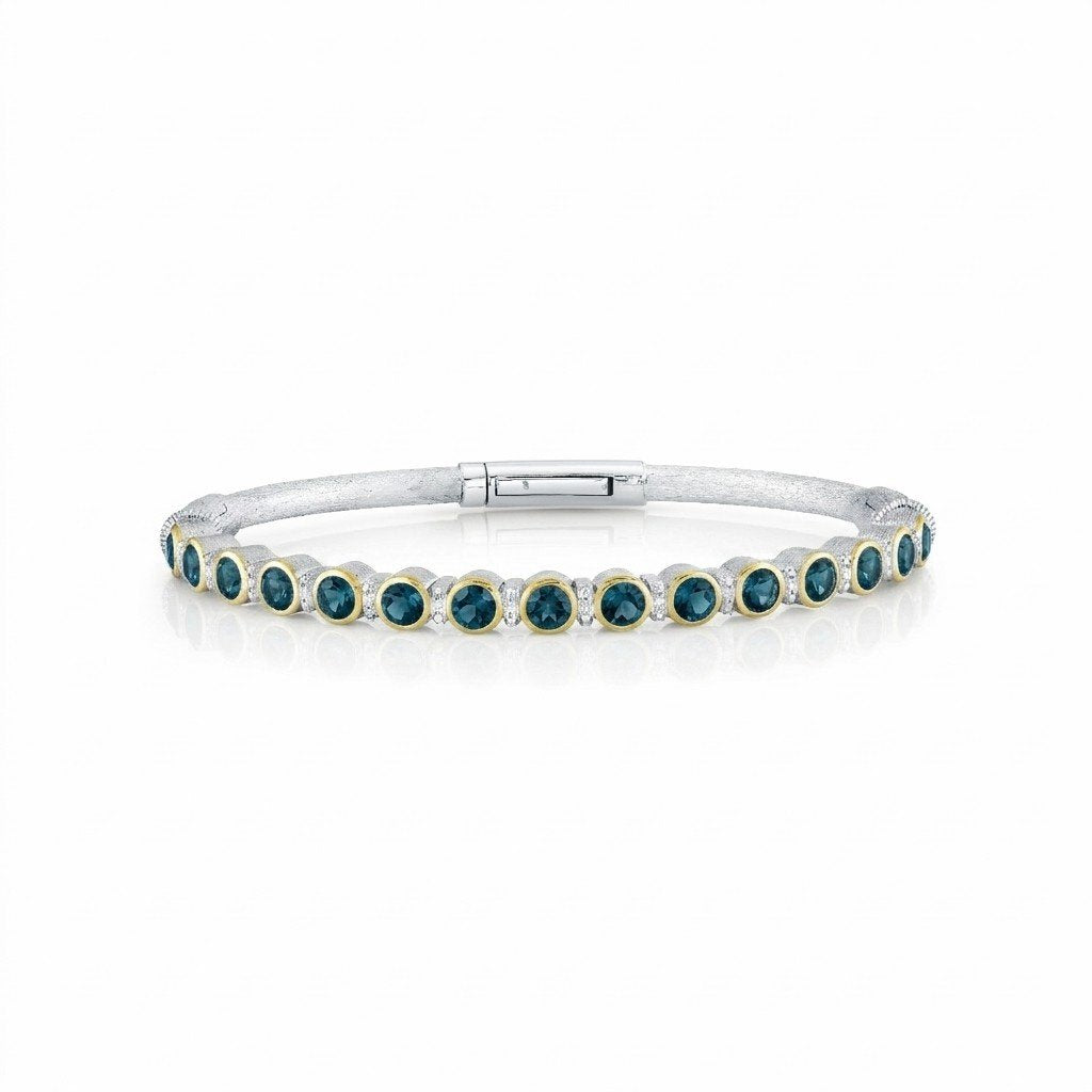 Mix Metal London Blue Topaz And Diamond Bracelet