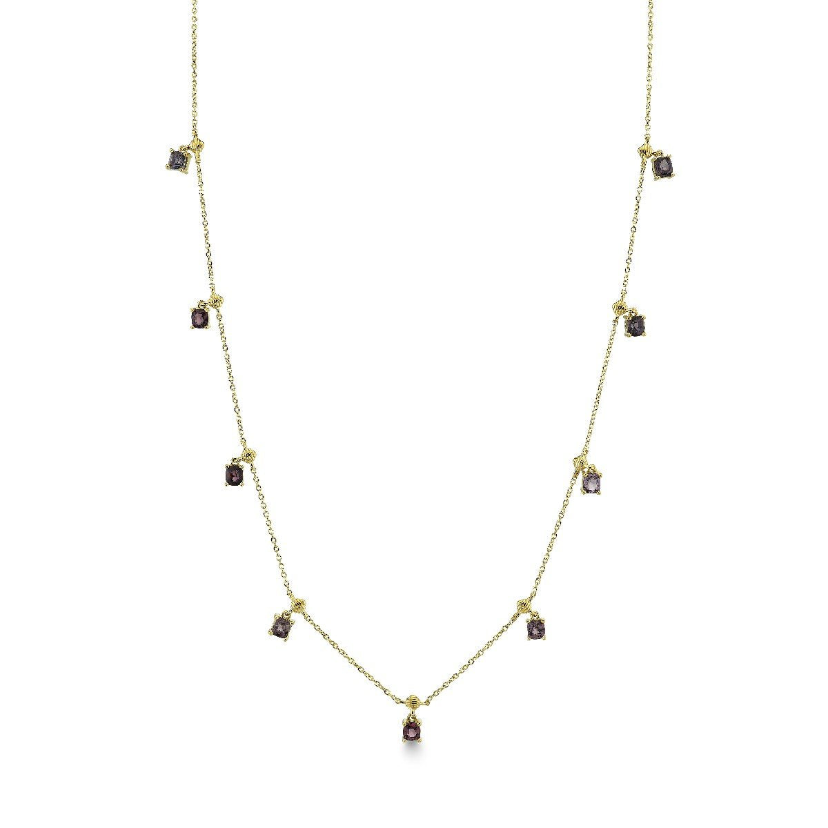 Spinel Necklace With Gold Strie Stations