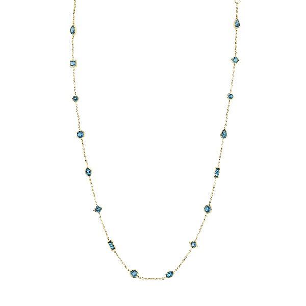 Bezel Set Mixed Shape London Blue Topaz Chain