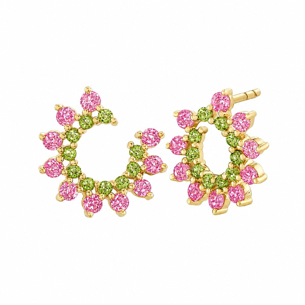 Pink Sapphire And Light Tsavorite Wrap Earrings