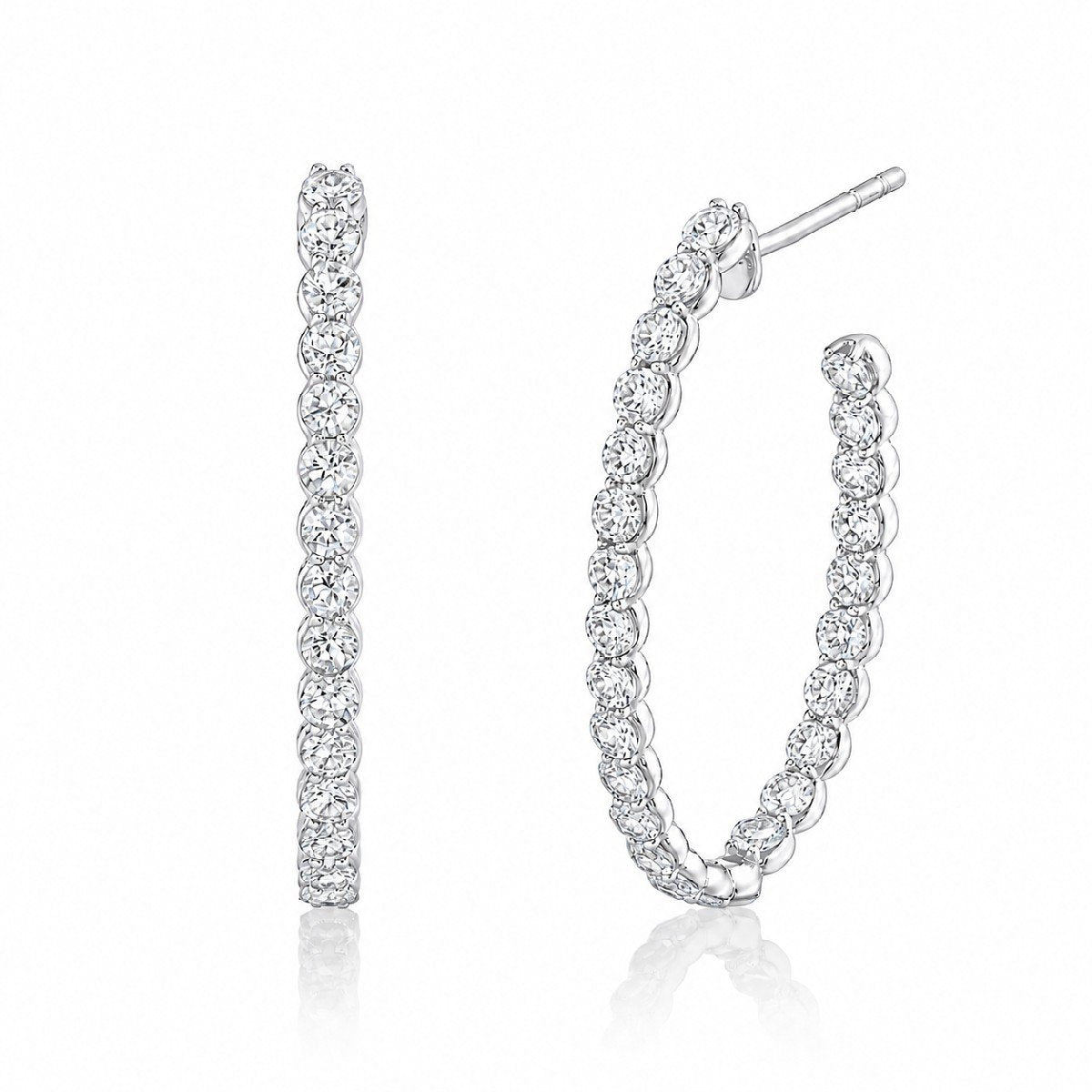 Sterling Silver White Topaz Inside Out Hoops