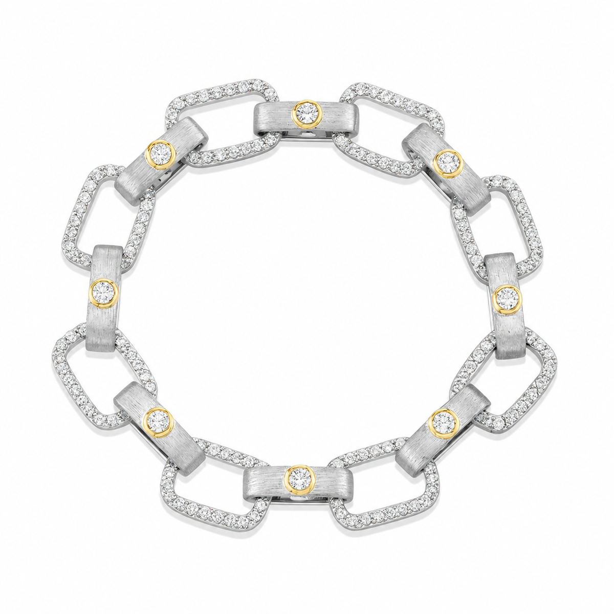 Mixed Metal White Topaz Link Bracelet