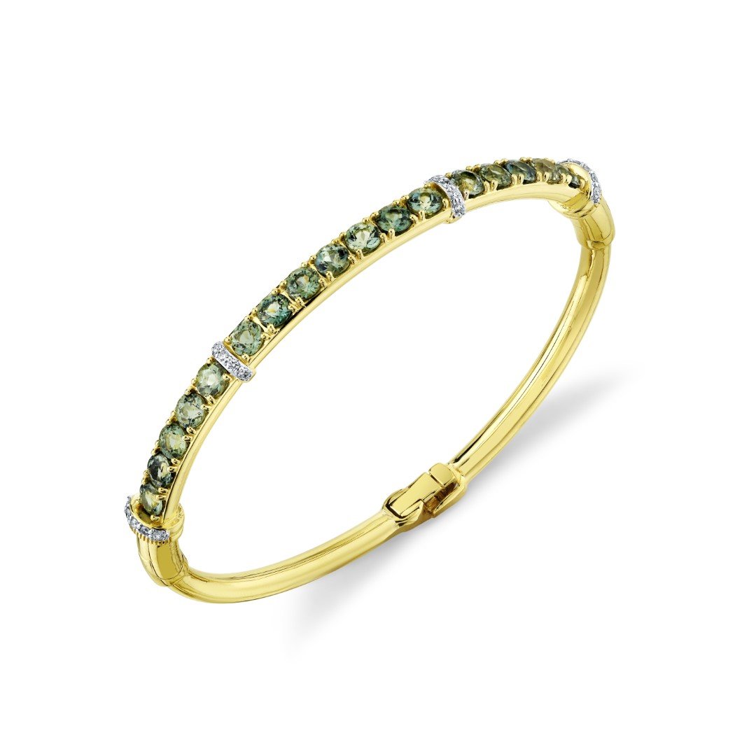 Blue Green Sapphire And Diamond Bracelet