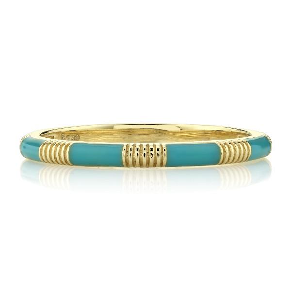 Turquoise Enamel Band With Strie Detail