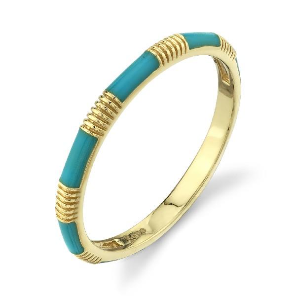 Turquoise Enamel Band With Strie Detail