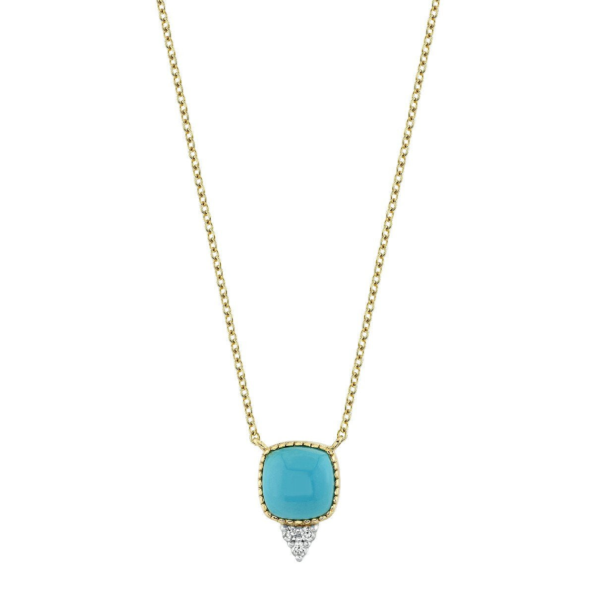 Turquoise Cushion Pendant With Diamonds
