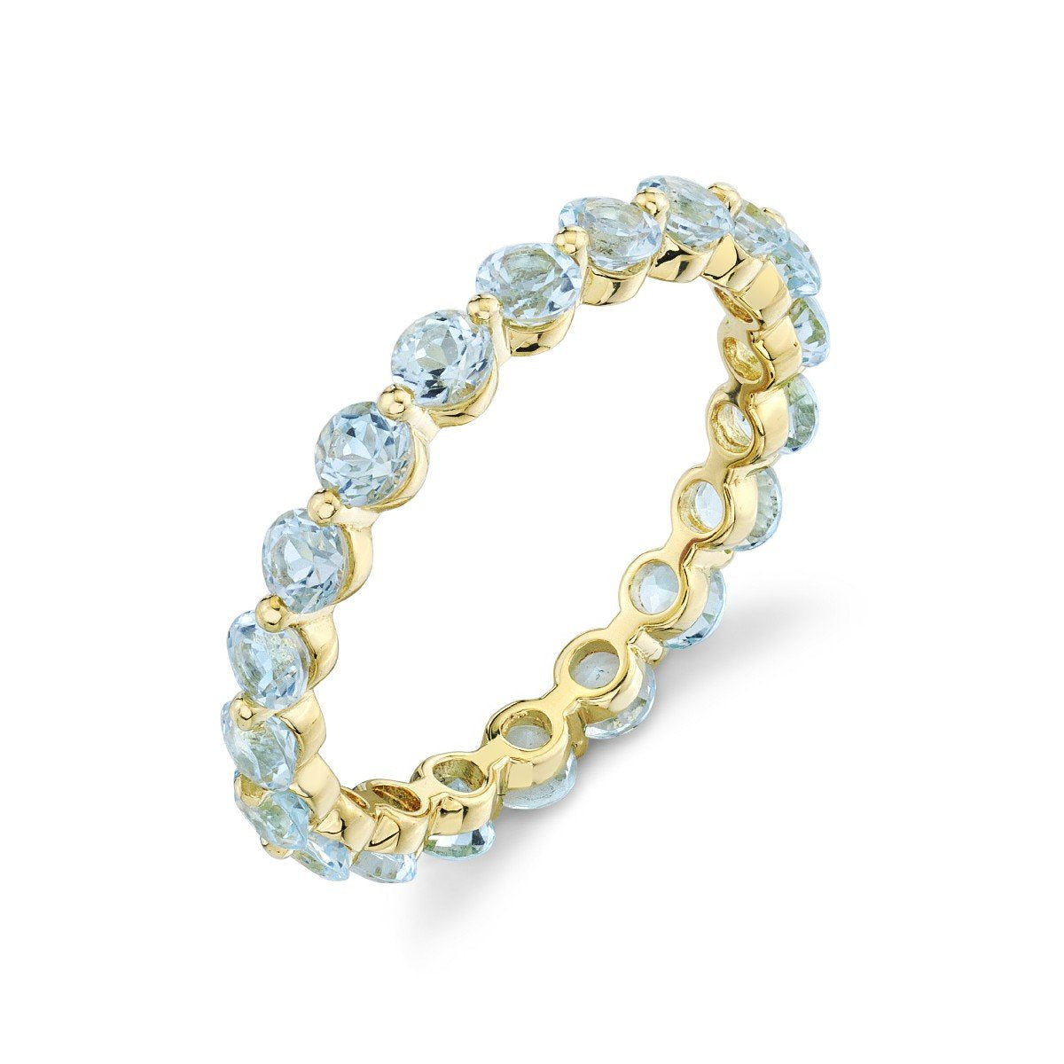 Sky Blue Topaz Eternity Band With Prong Spacers