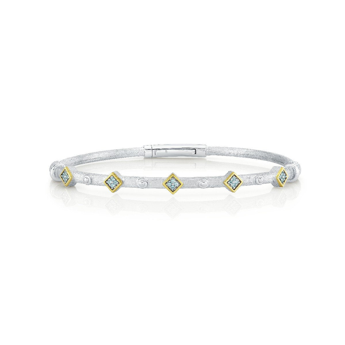 Blue Topaz Station Sterling Silver Bracelet