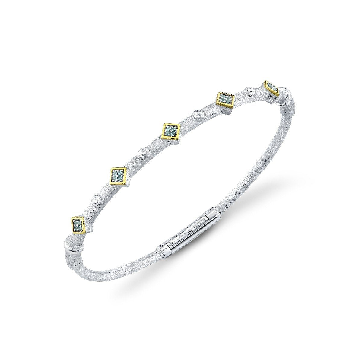 Blue Topaz Station Sterling Silver Bracelet