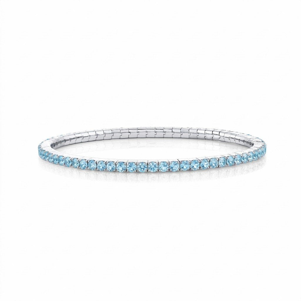 Sterling Silver Swiss Blue Topaz Stetch Tennis Bracelet