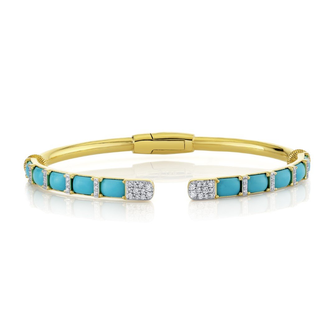 Emerald Cut Turquoise Bracelet With Diamonds