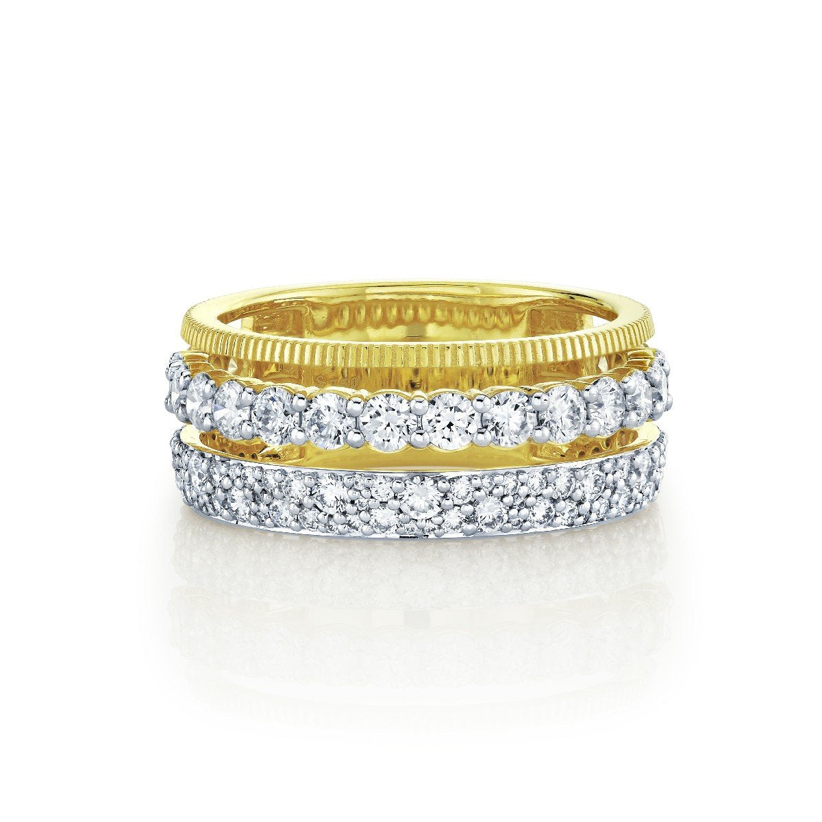 Diamond And Strie Triple Row Band