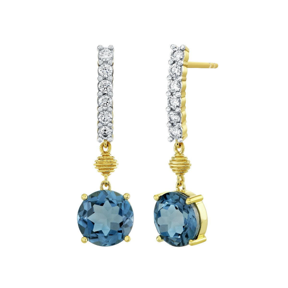London Blue Topaz And Diamond Drop Earrings