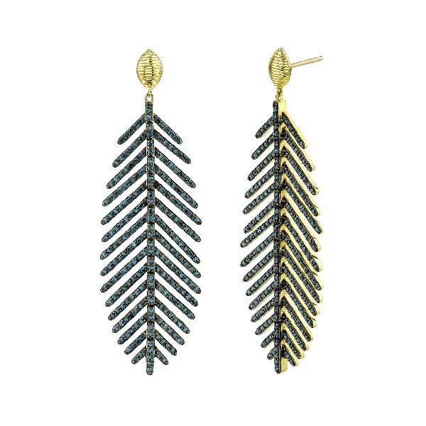 50mm Blue Diamond Feather Earrings & Marquis Strie Top