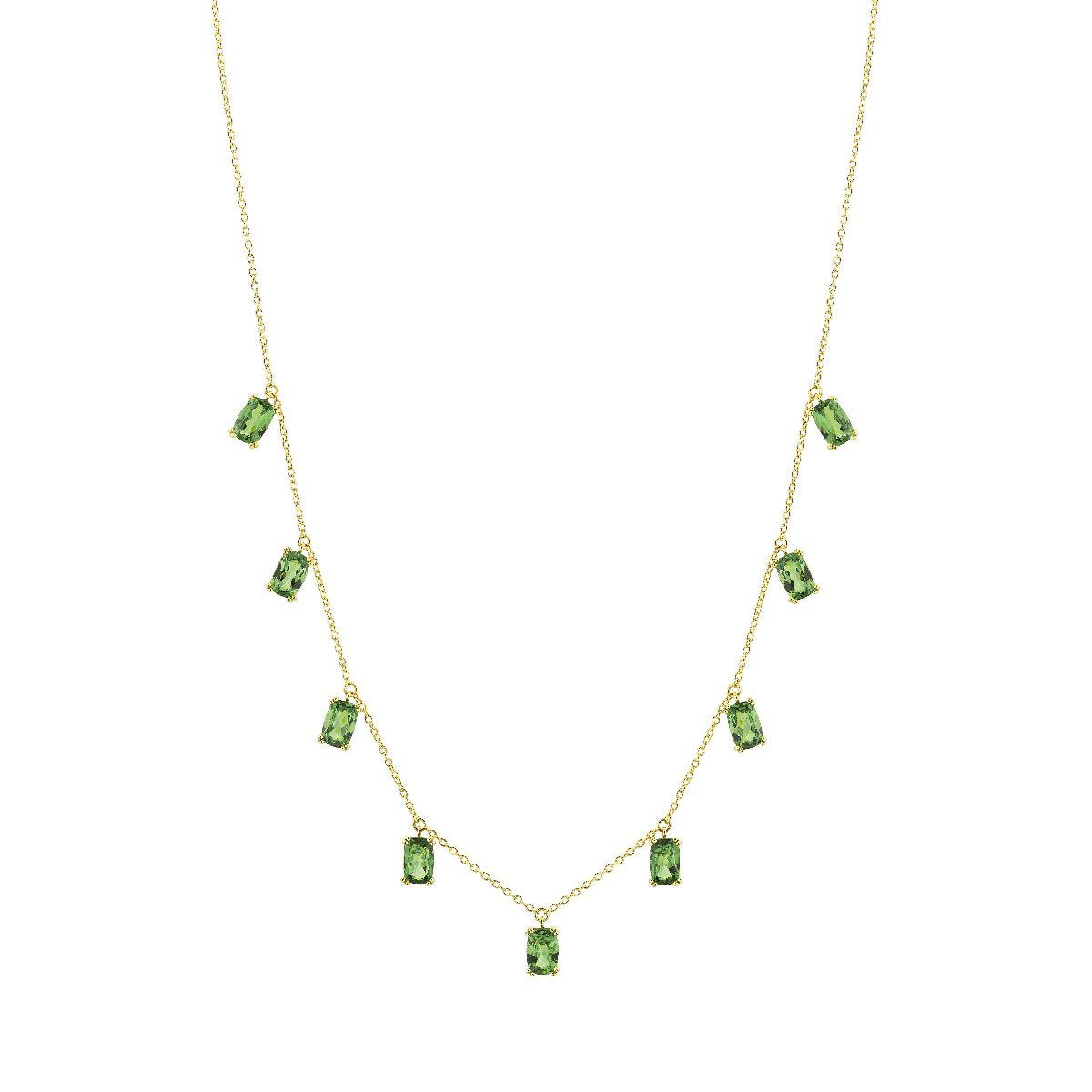 Light Tsavorite Cushion Drop Chain