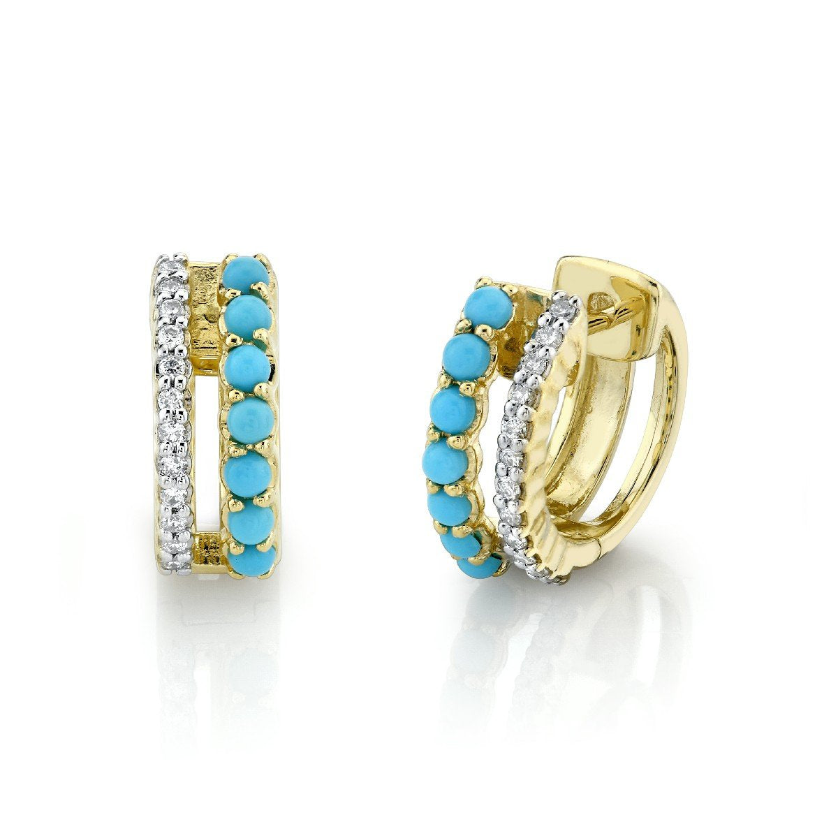 Turquoise & Diamond Double Huggies