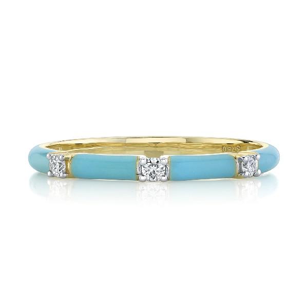 Turquoise Enamel And Diamond Band